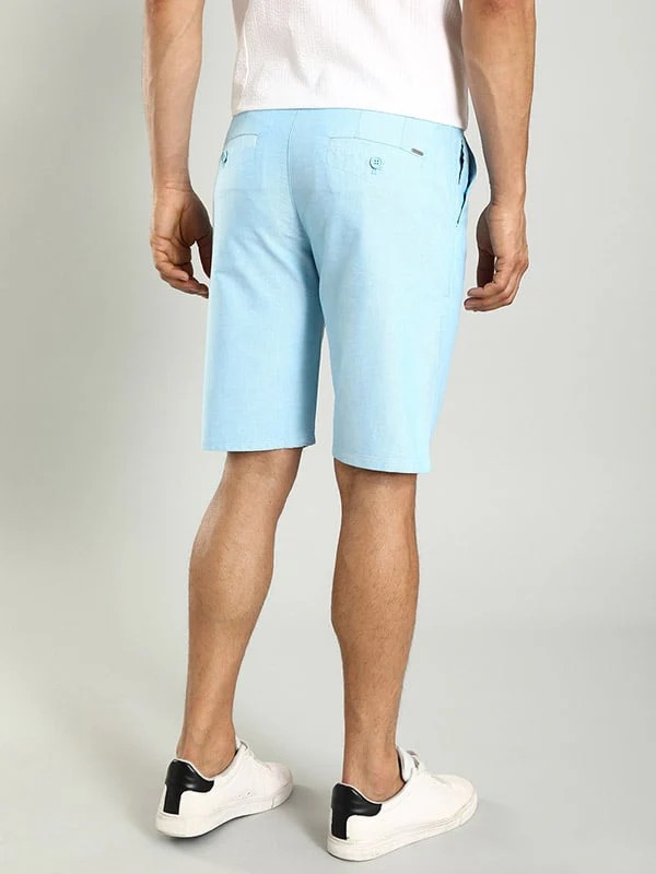Indian Terrain Men's Slim Fit Solid Blue Shorts